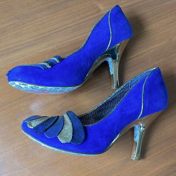 Irregular Choice Women's Royal Marriage Blue and Gold Heels US 7 / 38 - Picture 14 of 16